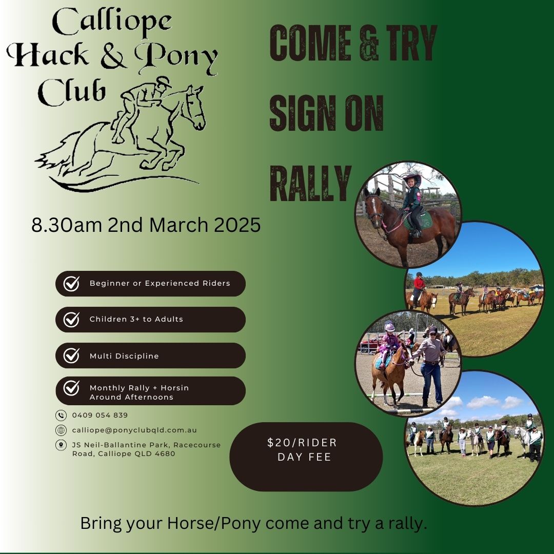 Calliope hack and pony club sign on day