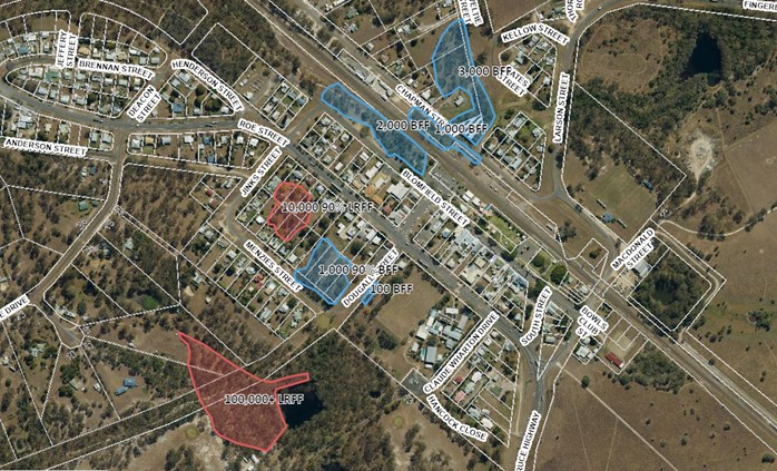 Flying fox roost areas in miriam vale