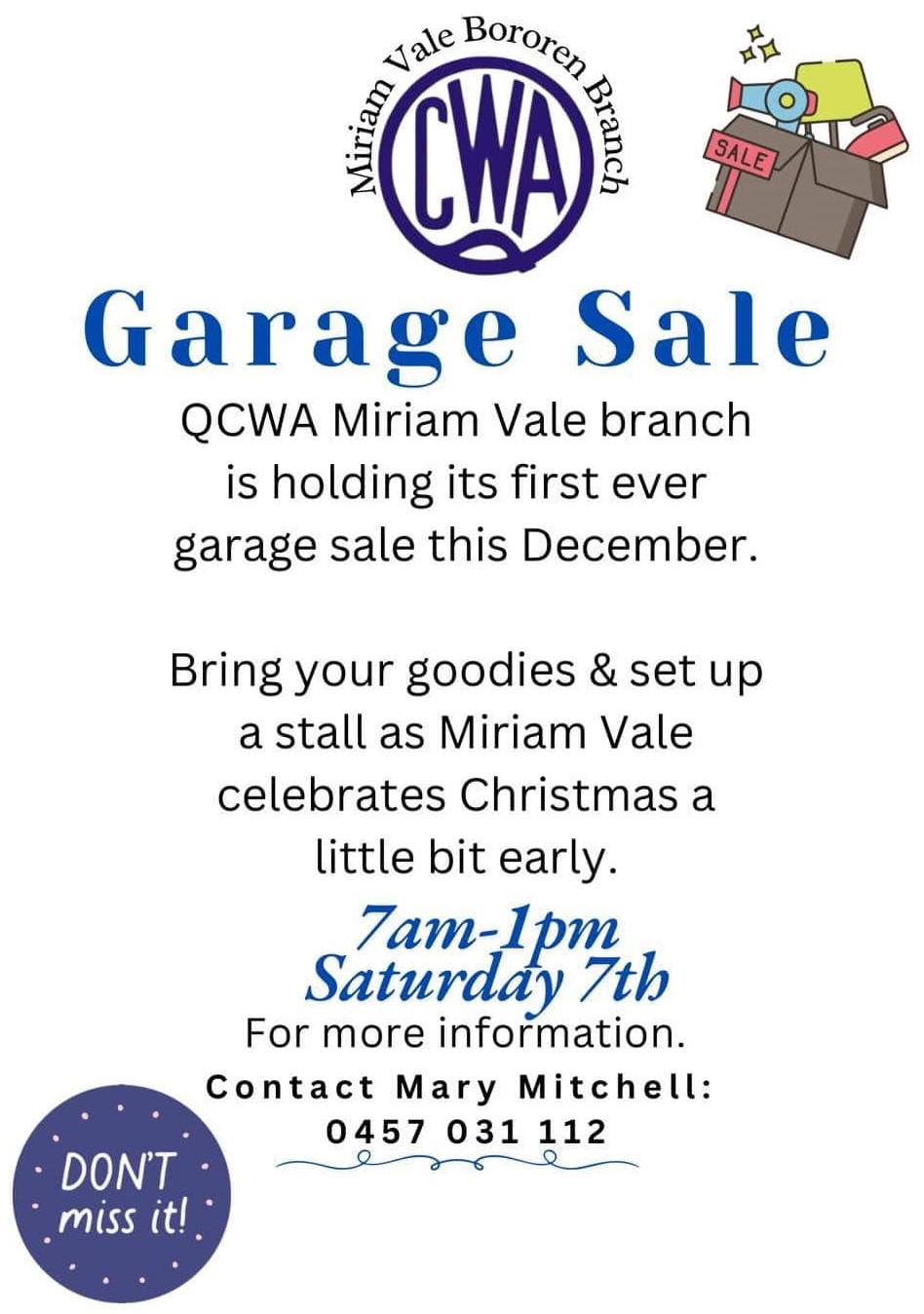 Qcwa mv garage sale poster