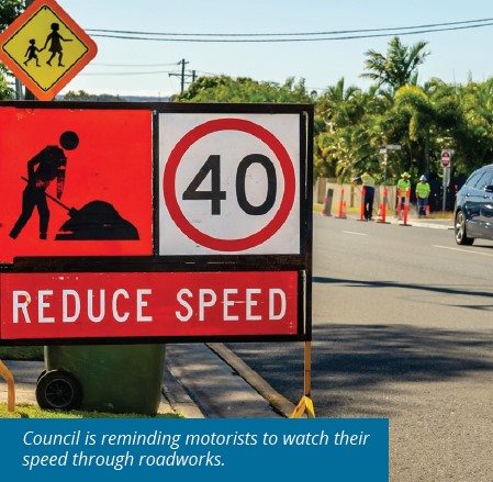 Slow down for road works 40 klm sign