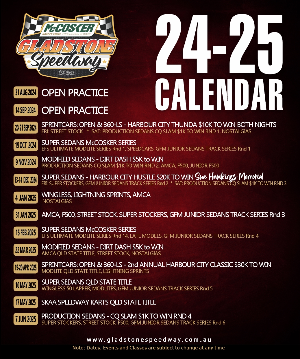 Speedway 24 25 calendar