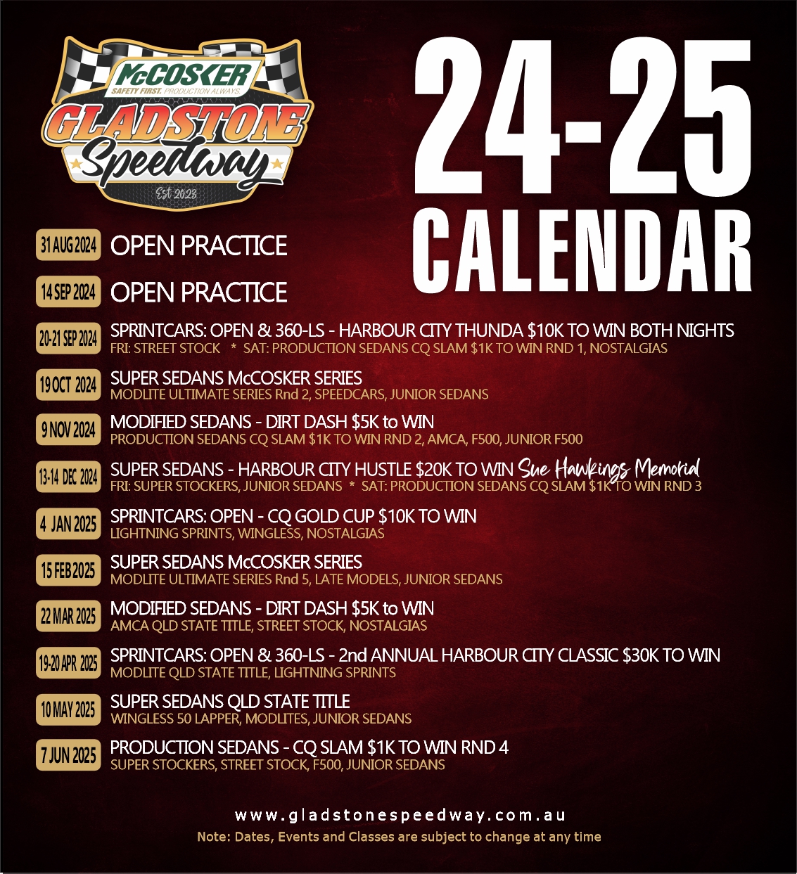 Speedway 25 calendar