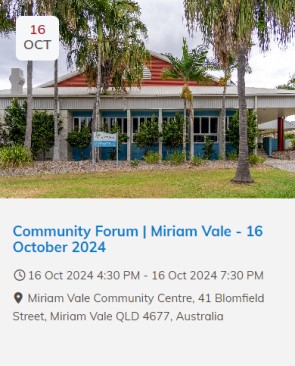 Upcoming community forum miriam vale 1