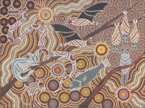 Gordon Lister, ‘Acknowledgement of Country’, is awarded ‘The Rio Tinto Yarwun & QAL Martin Hanson Memorial Art Award’, sponsored by Rio Tinto Yarwun & Queensland Alumina Limited.