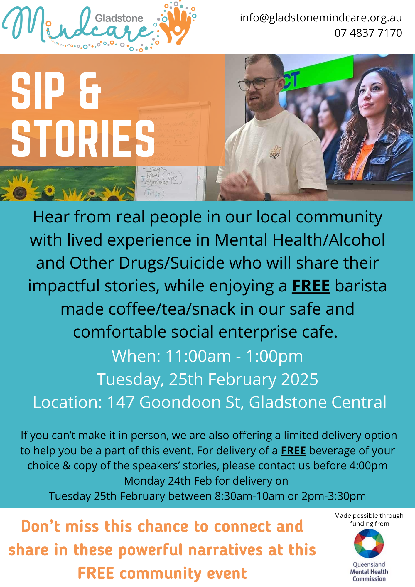 Sip and stories flyer